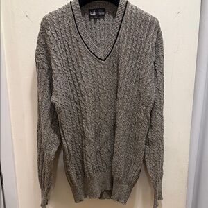 Dunhill V-Neck Cable Knit Sweater in Gray